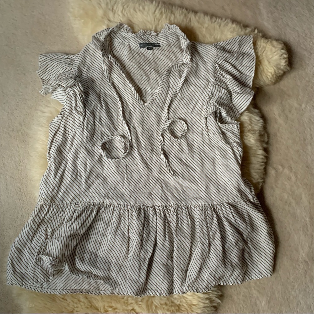 Piazza del Tempio linen ruffle top striped Organic Natural Slow Fashion M